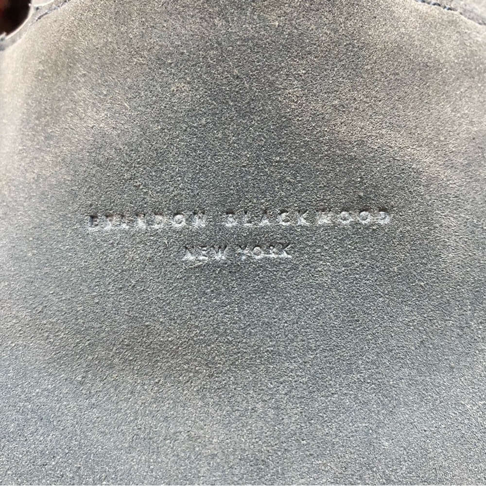 BRANDON BLACKWOOD Blue Suede Satchel Crossbody - Picture 2 of 11